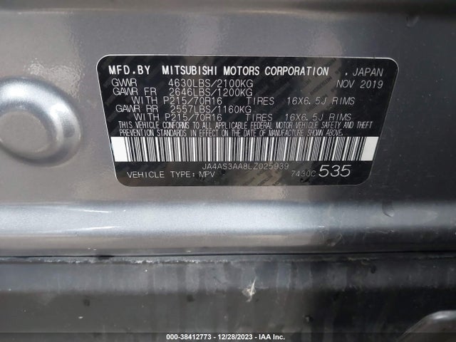 JA4AS3AA8LZ025939 Mitsubishi Eclipse Cross Es 1.5t