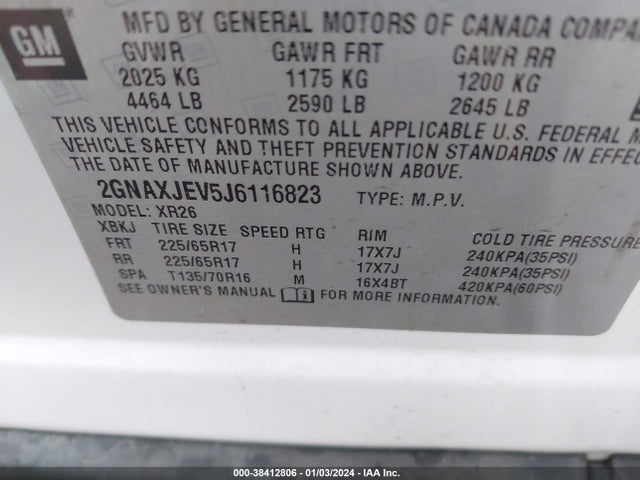 Chevrolet EQUINOX LT 2018 2GNAXJEV5J6116823 Image 9