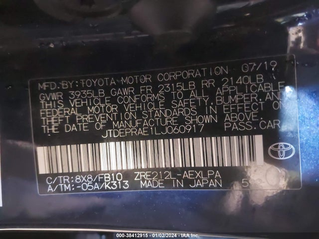 Toyota COROLLA LE 2020 JTDEPRAE1LJ060917 Image 9