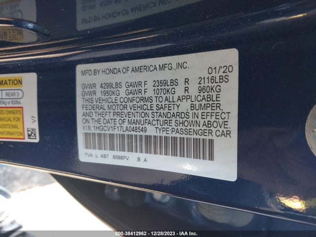 Honda ACCORD LX 2020 1HGCV1F17LA048549 Image 9