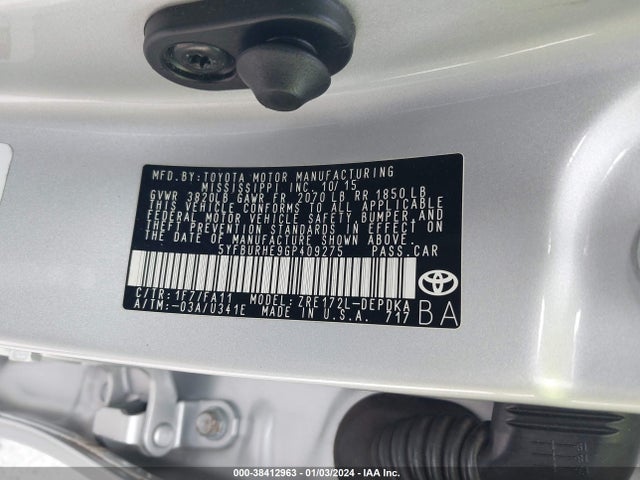 Toyota COROLLA L 2016 5YFBURHE9GP409275 Image 9
