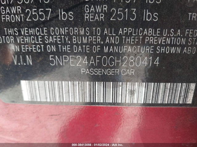 Hyundai SONATA SE 2016 5NPE24AF0GH280414 Image 9