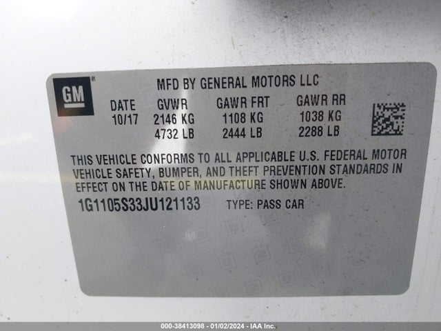 Chevrolet IMPALA 1LT 2018 1G1105S33JU121133 Image 9