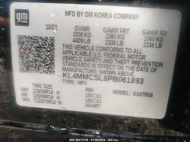 KL4MMCSL6PB061893 Buick Encore Gx Preferred Awd