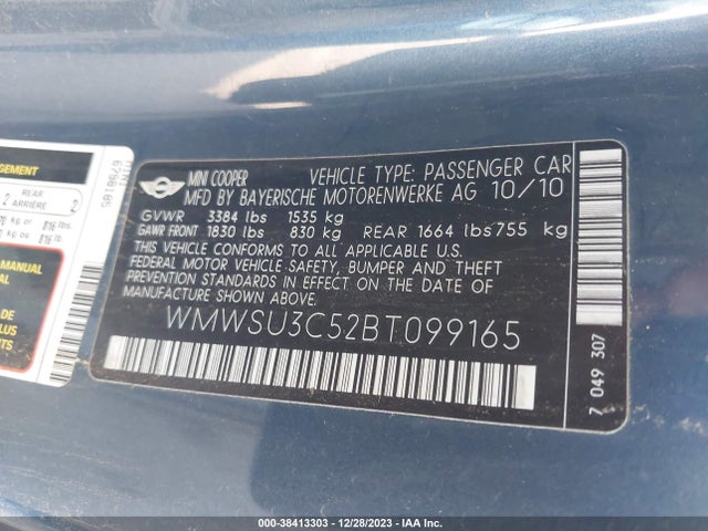 2011 MINI COOPER WMWSU3C52BT099165 Photo 8