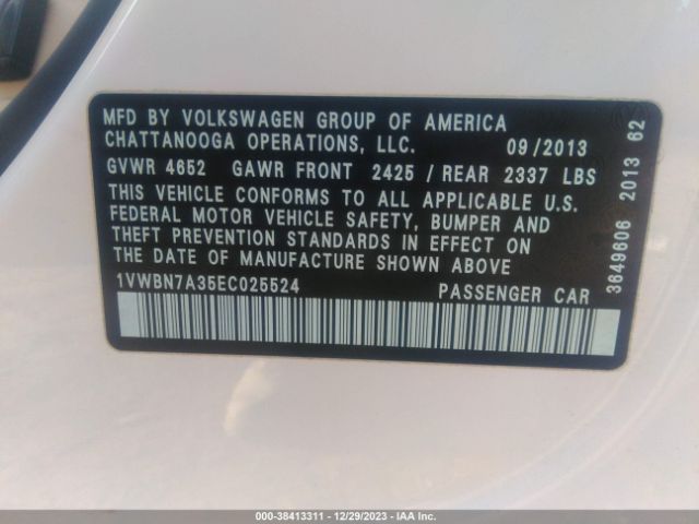 1VWBN7A35EC025524 Volkswagen Passat 2.0l Tdi Se