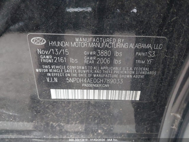Hyundai ELANTRA SE 2016 5NPDH4AE0GH789033 Image 9
