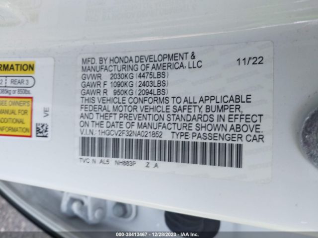1HGCV2F32NA021852 Honda Accord Sport 2.0t
