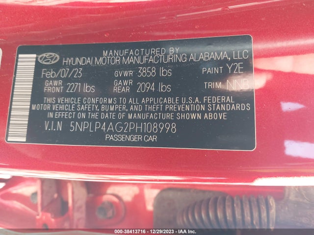 Hyundai Elantra Limited 2023 5NPLP4AG2PH108998 Image 9