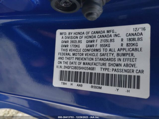 2HGFC3B35HH354681 Honda Civic Ex-t
