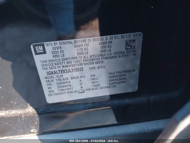 2018 GMC TERRAIN SLE VIN: 3GKALTEX3JL315502