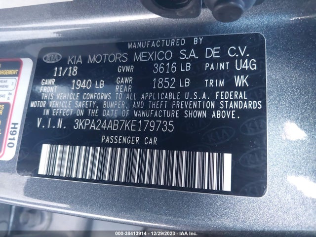 2019 KIA RIO S VIN: 3KPA24AB7KE179735