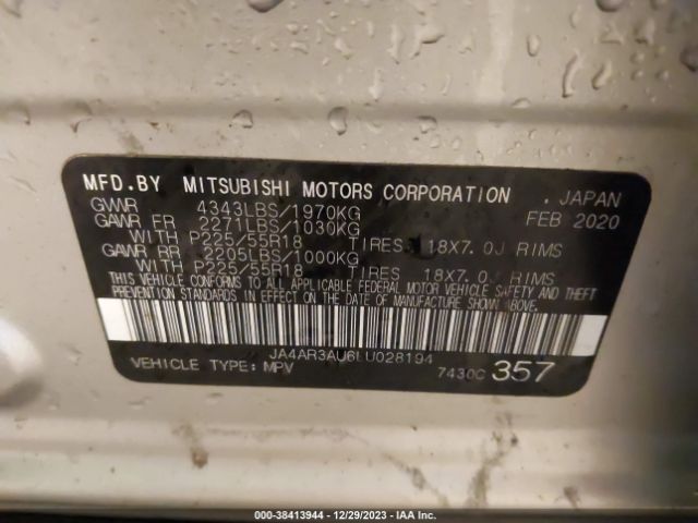 JA4AR3AU6LU028194 Mitsubishi Outlander Sport 2.0 Es Awc