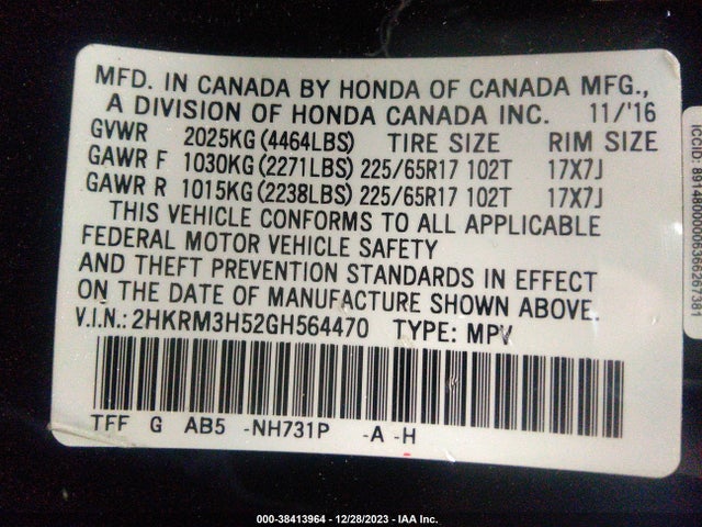 Honda CR-V EX 2016 2HKRM3H52GH564470 Image 9