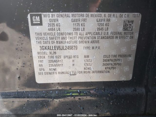 3GKALLEV6JL249879 GMC TERRAIN SL