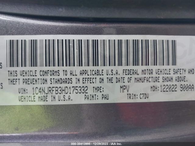 1C4NJRFB3HD175332 Jeep Patriot Latitude 4x4