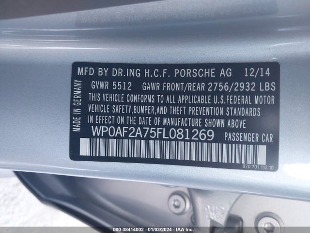 2015 PORSCHE PANAMERA WP0AF2A75FL081269 Photo 8