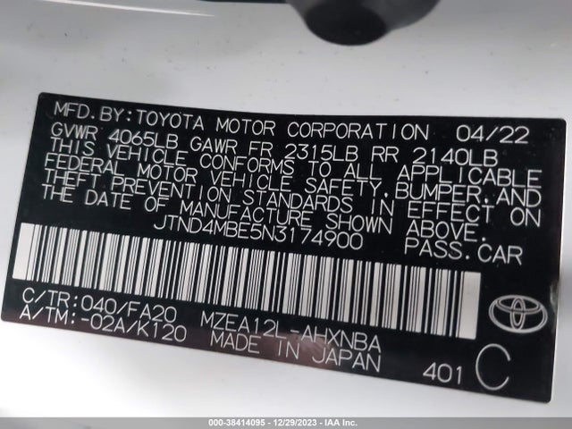 Toyota COROLLA SE 2022 JTND4MBE5N3174900 Image 9