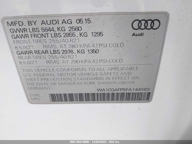 WA1CGAFP5FA144563 Audi Sq5 3.0t Premium Plus