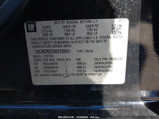 Chevrolet Silverado 1500 1lt 2017 1GCRCREC9HZ339031 Image 9