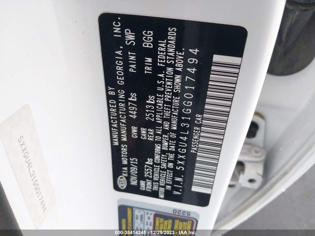 KIA OPTIMA EX 2016 5XXGU4L31GG017494 Image 9