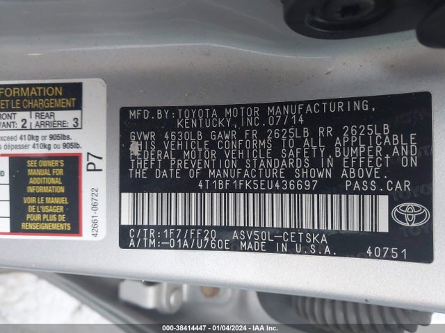 Toyota CAMRY SE 2014 4T1BF1FK5EU436697 Image 9