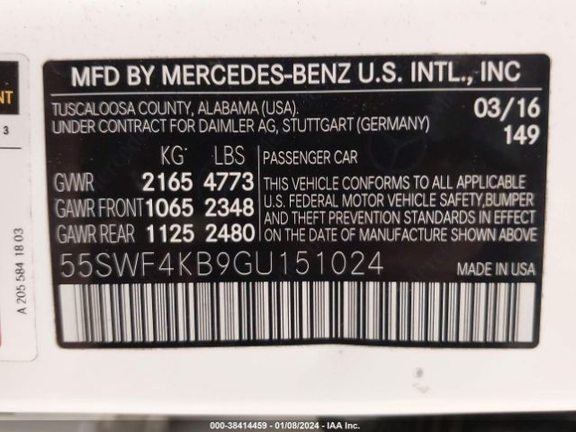 55SWF4KB9GU151024 Mercedes-Benz C 300 4matic/luxury 4matic/sport 4matic