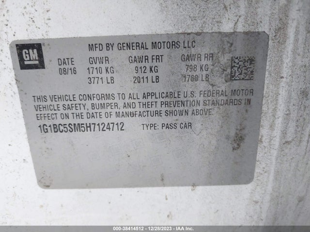 Chevrolet Cruze Ls Auto 2017 1G1BC5SM5H7124712 Image 9