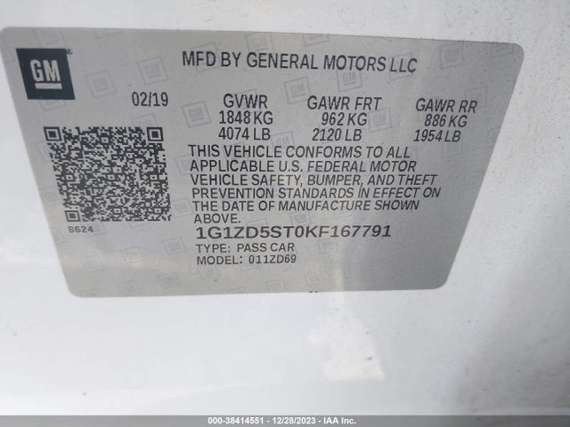 Chevrolet MALIBU LT 2019 1G1ZD5ST0KF167791 Image 9