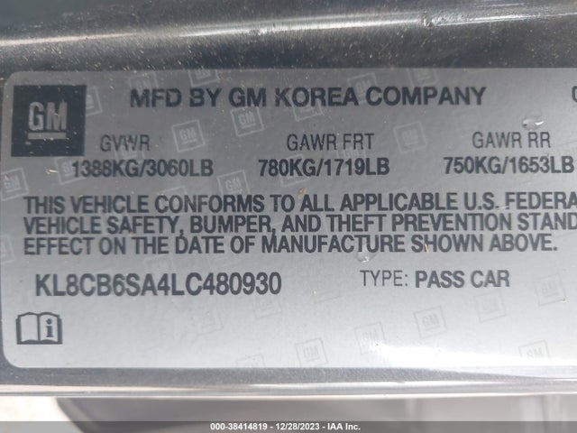 Chevrolet Spark Fwd Ls Automatic 2020 KL8CB6SA4LC480930 Image 9