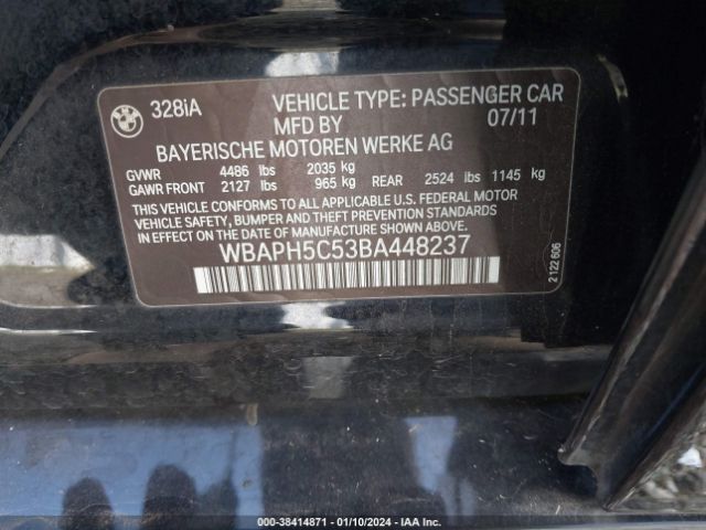 2011 BMW 3 SERIES WBAPH5C53BA448237 Photo 8
