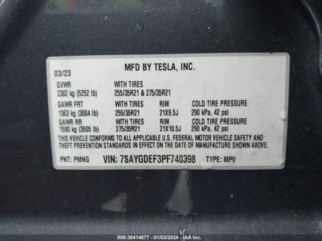 2023 TESLA MODEL Y 7SAYGDEF3PF740398 Photo 8