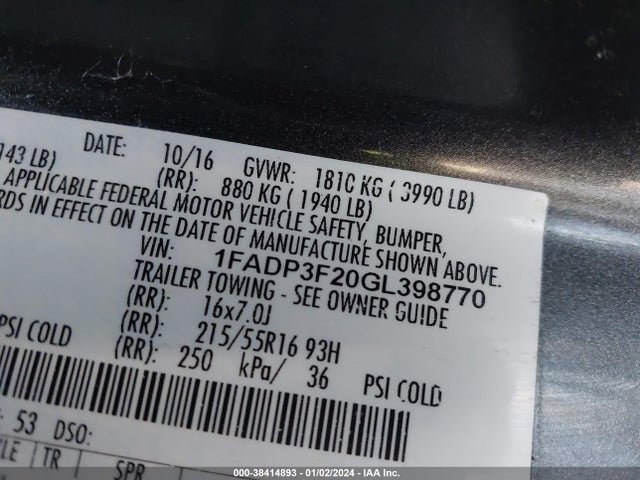 1FADP3F20GL398770 Ford FOCUS SE