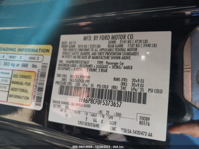 Ford Mustang Gt Premium 2015 1FA6P8CF0F5373657 Image 9