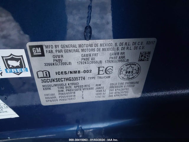 Chevrolet Silverado 1500 2017 3GCUKSEC7HG335774 Image 9