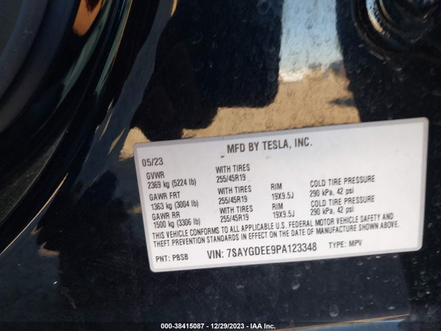 7SAYGDEE9PA123348 Tesla Model Y