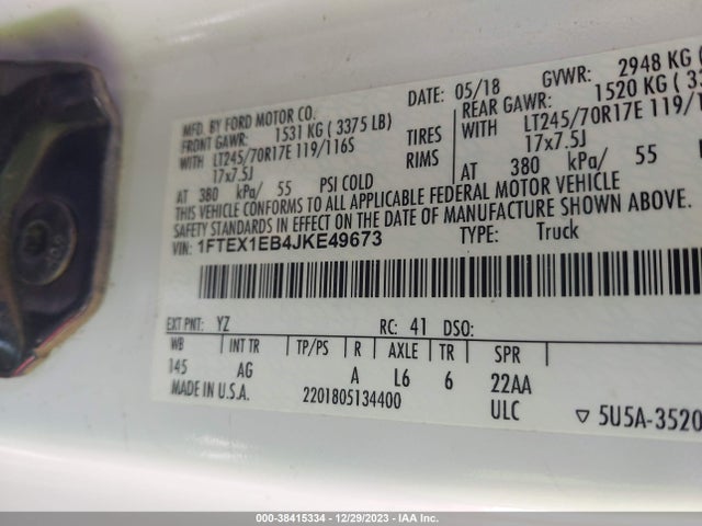 Ford F-150 Xl 2018 1FTEX1EB4JKE49673 Image 9