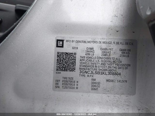 Chevrolet Trax Lt 2019 3GNCJLSB1KL308804 Image 9