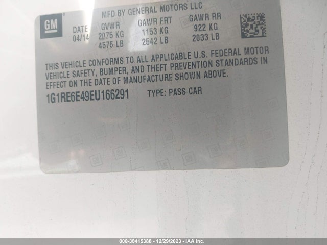 Chevrolet Volt 2014 1G1RE6E49EU166291 Image 9