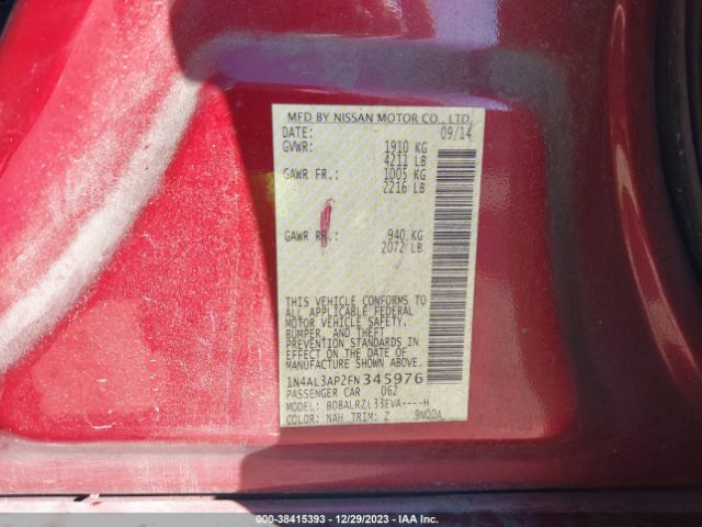 1N4AL3AP2FN345976 Nissan Altima 2.5 Sl