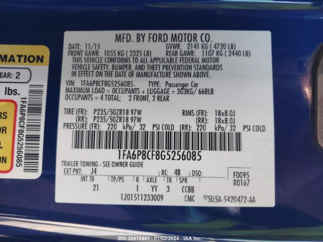 1FA6P8CF8G5256085 Ford MUSTANG GT