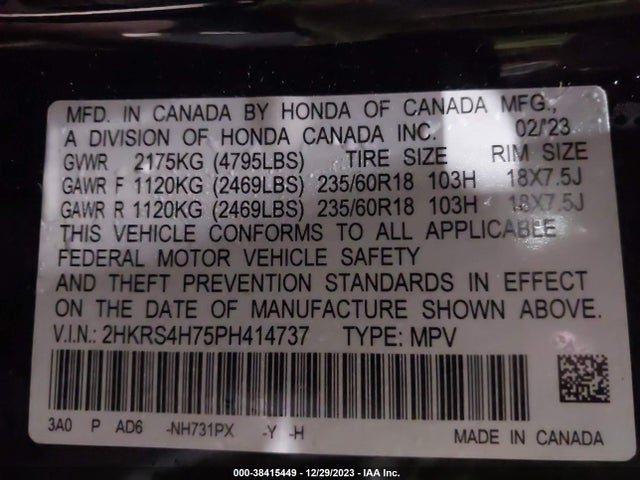Honda Cr-v Ex-l Awd 2023 2HKRS4H75PH414737 Image 9