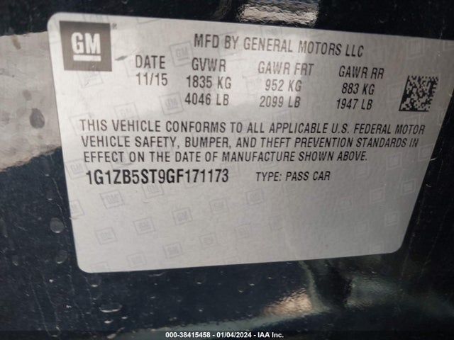 Chevrolet MALIBU LS 2016 1G1ZB5ST9GF171173 Image 9