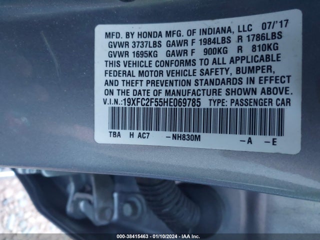 Honda Civic Lx 2017 19XFC2F55HE069785 Image 9
