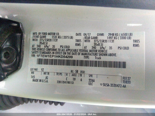 Ford F-150 Xl 2017 1FTEW1EP1HKD54299 Image 9