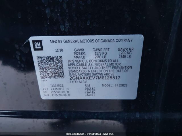 2021 CHEVROLET EQUINOX 2GNAXKEV7M6125517 Photo 8