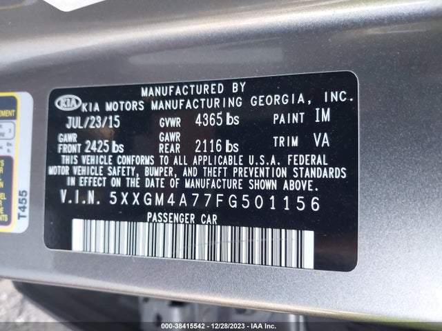 KIA Optima Lx 2015 5XXGM4A77FG501156 Image 9