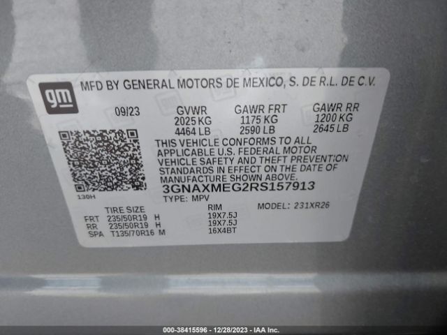 3GNAXMEG2RS157913 Chevrolet Equinox Fwd Rs
