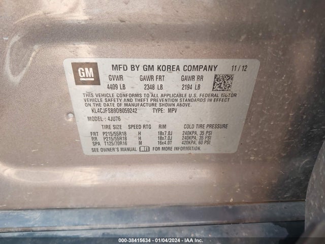 Продажа на аукционе авто 2013 Buick Encore Convenience, vin: KL4CJFSB9DB059242, номер лота: 38415634