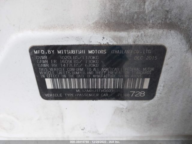 2015 MITSUBISHI MIRAGE ML32A4HJ1FH060361 Photo 8